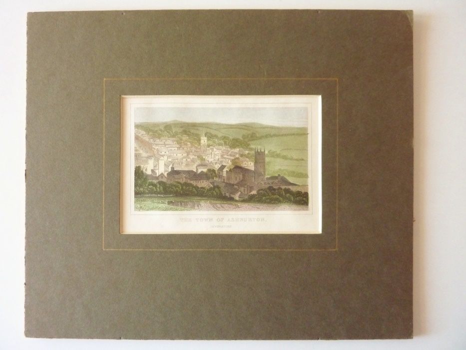 Gravura Asburton colorida à mão 1845