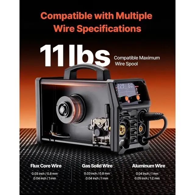 Сварочный аппарат MIG 5-в-1 Vevor 200 АU, инвертор IGBT, 30-200 А, ЖК-