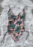 Strój kąpielowy jednoczęściowy cukierkowy róż palmy (XS) H&M