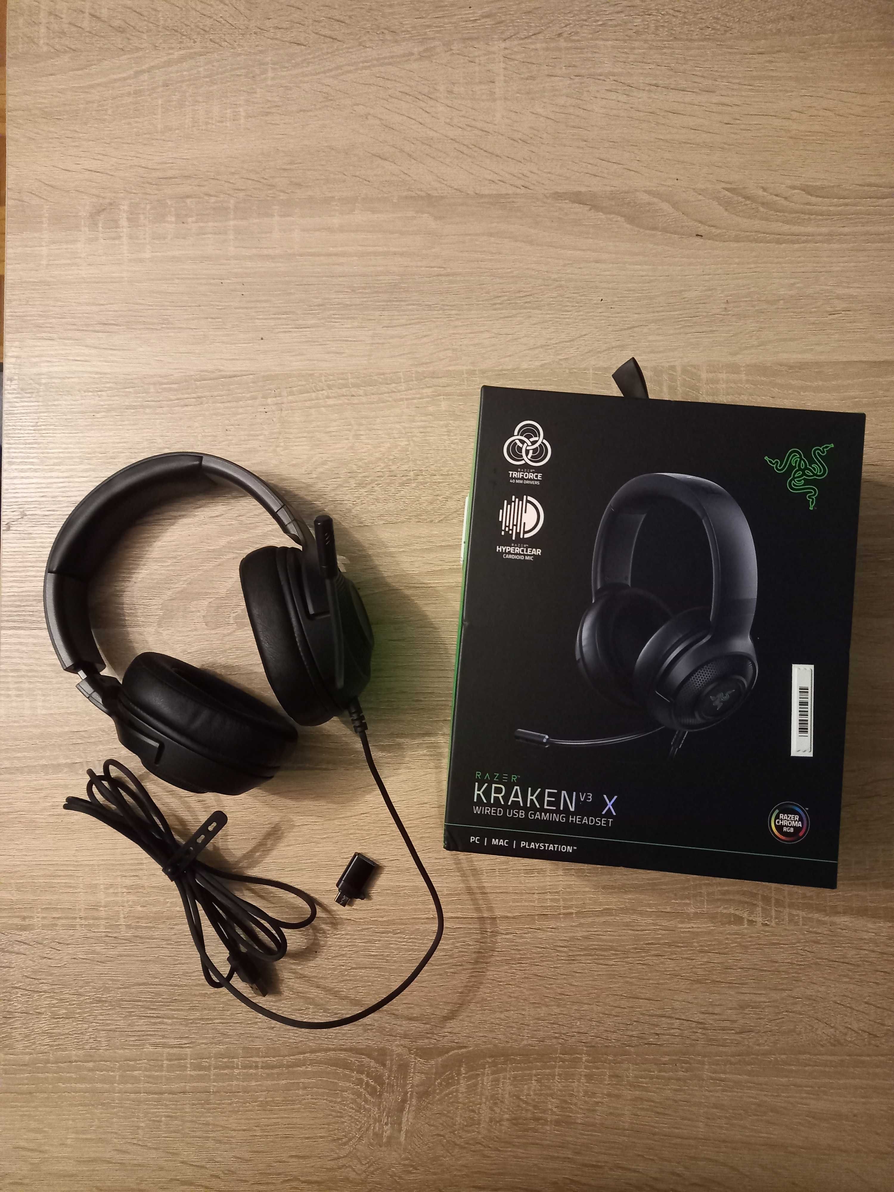 Słuchawki Razer Kraken V3 X RGB nauszne z mikrofonem +adapter