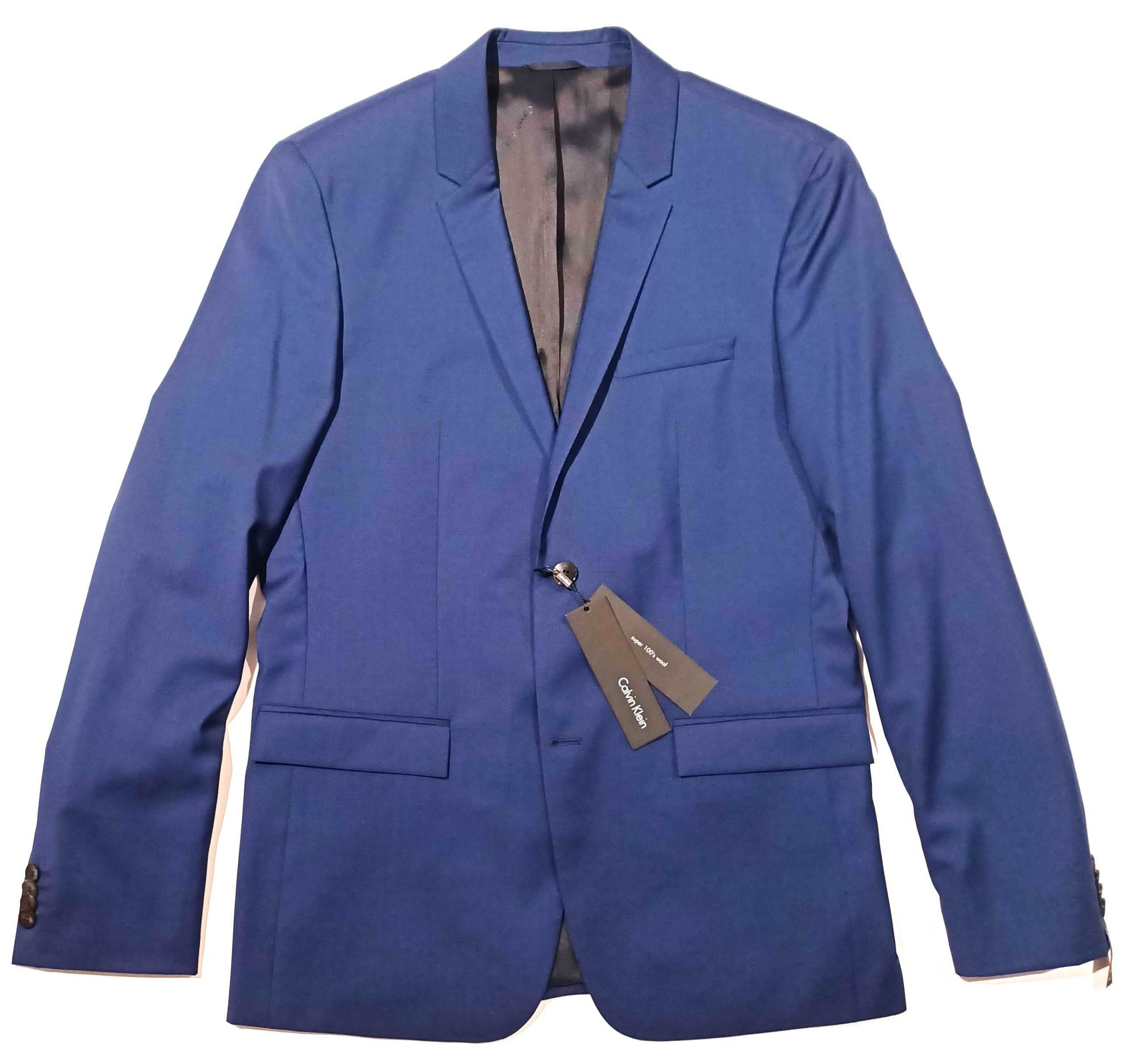 CALVIN KLEIN marynarka wełna 100's rozm. 102 - Indigo