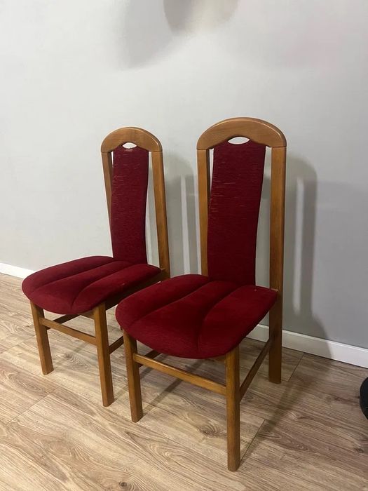 Zestaw 2 krzeseł drewnianych w kolorze bordowy DOSTAWA !!!