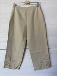 Damskie materiałowe spodnie krótsze proste nogawki wyższy stan