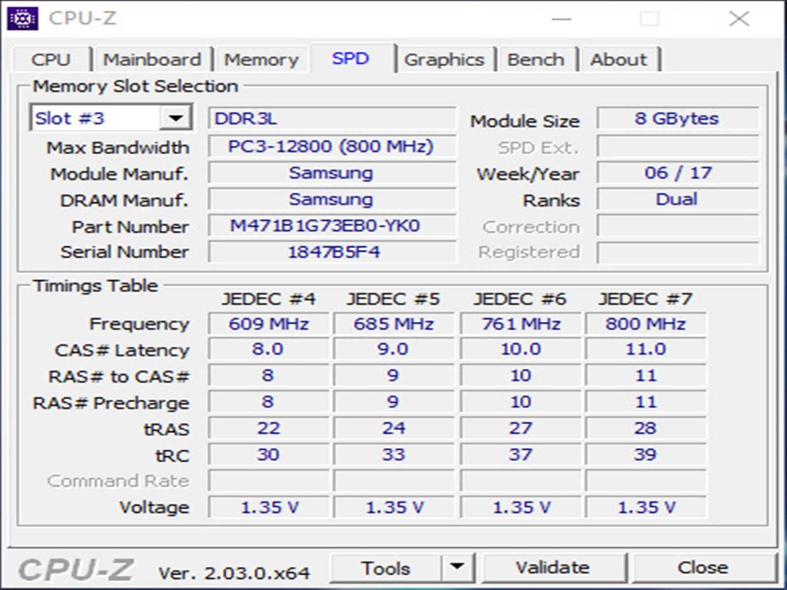 DDR3 8GB Samsung 12800 L