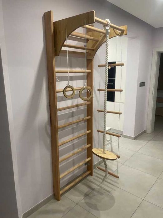 drabinka gimnastyczna dla dzieci drewniana 220 cm 120 kg + Akcesoria
