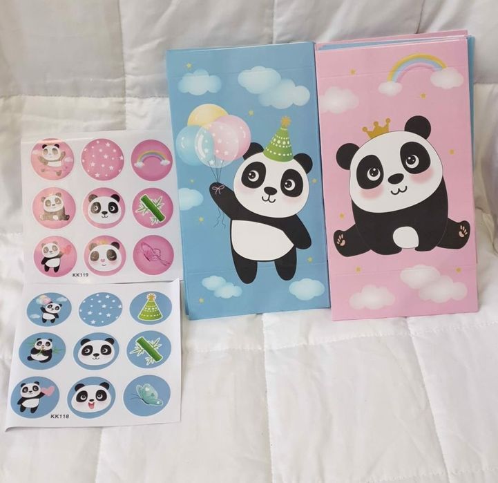 12 sztuk papierowych toreb na prezenty panda
