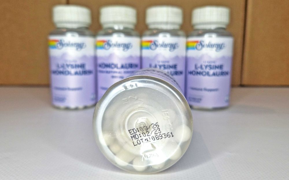L-лизин и монолаурин Solaray, 1:1, 500 мг, 60 шт. L-Lysine Monolaurin.