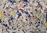 Pintura rara e única, abstrata, assinada por Jackson Pollock