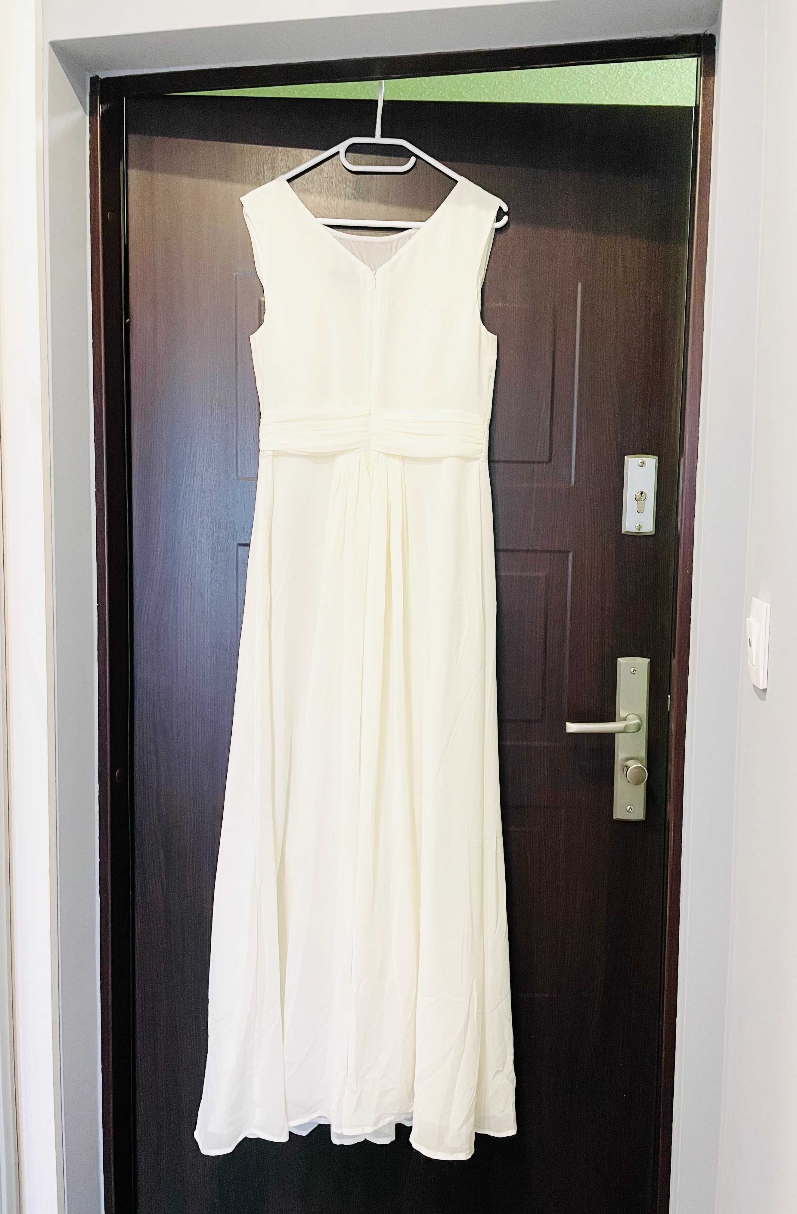 Sukienka ślubna letnia weselna 34 XS / 36 S NOWA ecru Swarovski