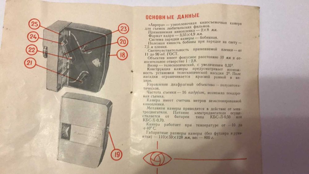 Кинокамера ,,АВРОРА,, 1967 год.