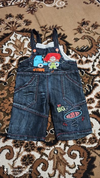 Пакет одягу, бодіки, комбінезон джинсовий для хлопчика 74-80