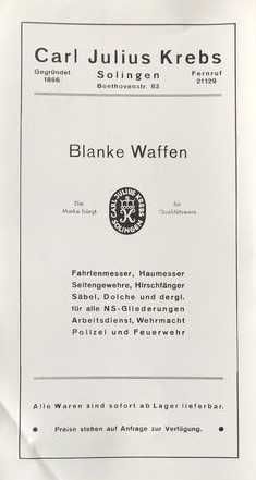Katalog i broszura sprzedażowa Alcoso Solingen i Karl Julius Krebs