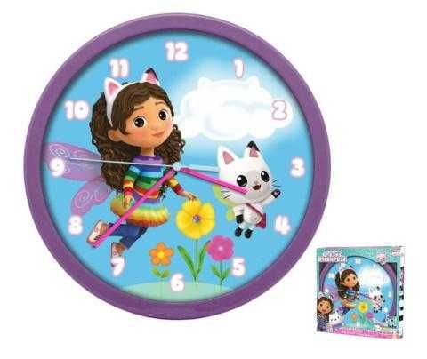 Zegar Ścienny GABBY'S DOLLHOUSE Wall Clock Koci DOMEK GABBY 25CM Nowy