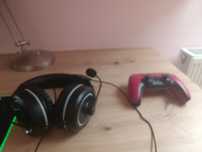 Czerwony pad ps 5+ słuchawki przewodowe do komputera z mikrofonem
