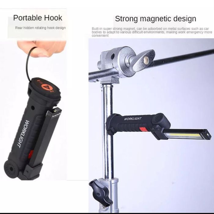 Фонарик светодиодный Светильник акумуляторний с магнитом перезаряжаем