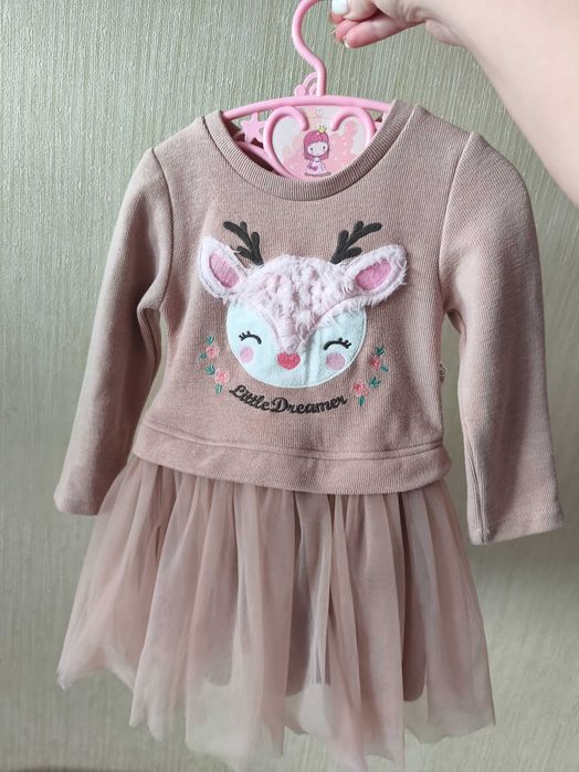 Святкова різдвяна,новорічна сукня ,тепла,з оленятком