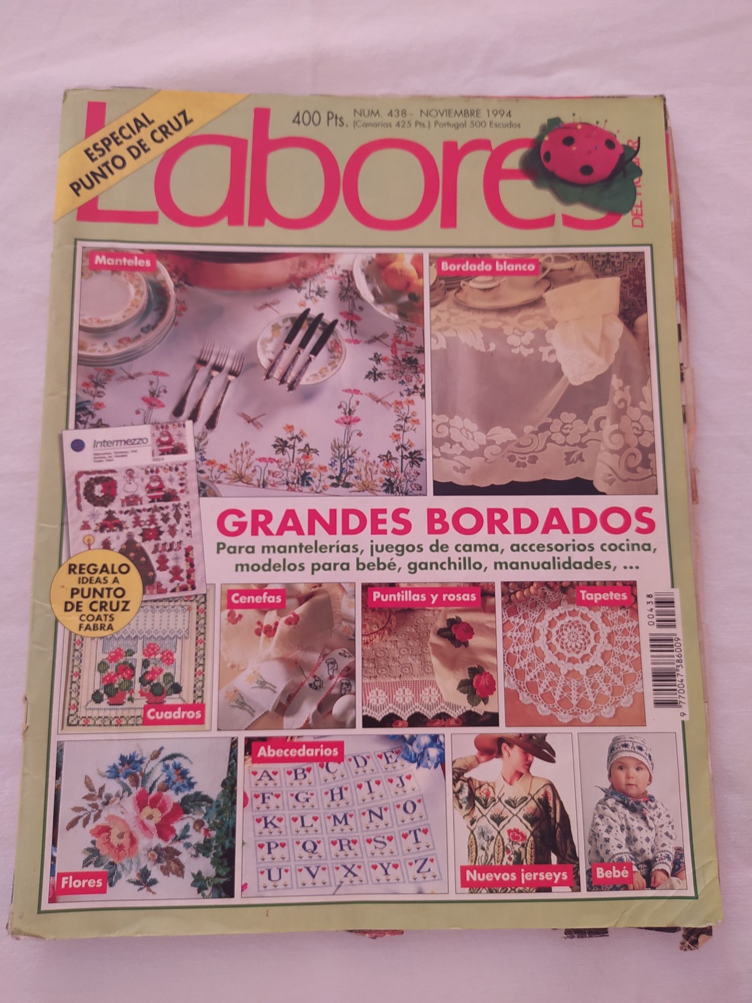 Revista "Labores" N 438. De 1994. Rendas, Bordados, Ponto Cruz.