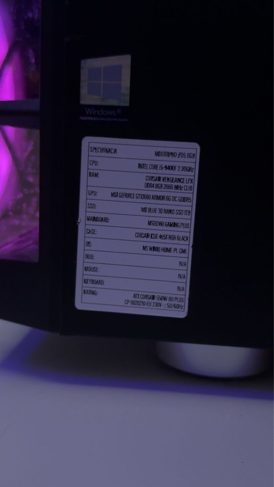 Komputer stacjonarny do gier / pracy – i5, GTX 1660, SSD 1TB