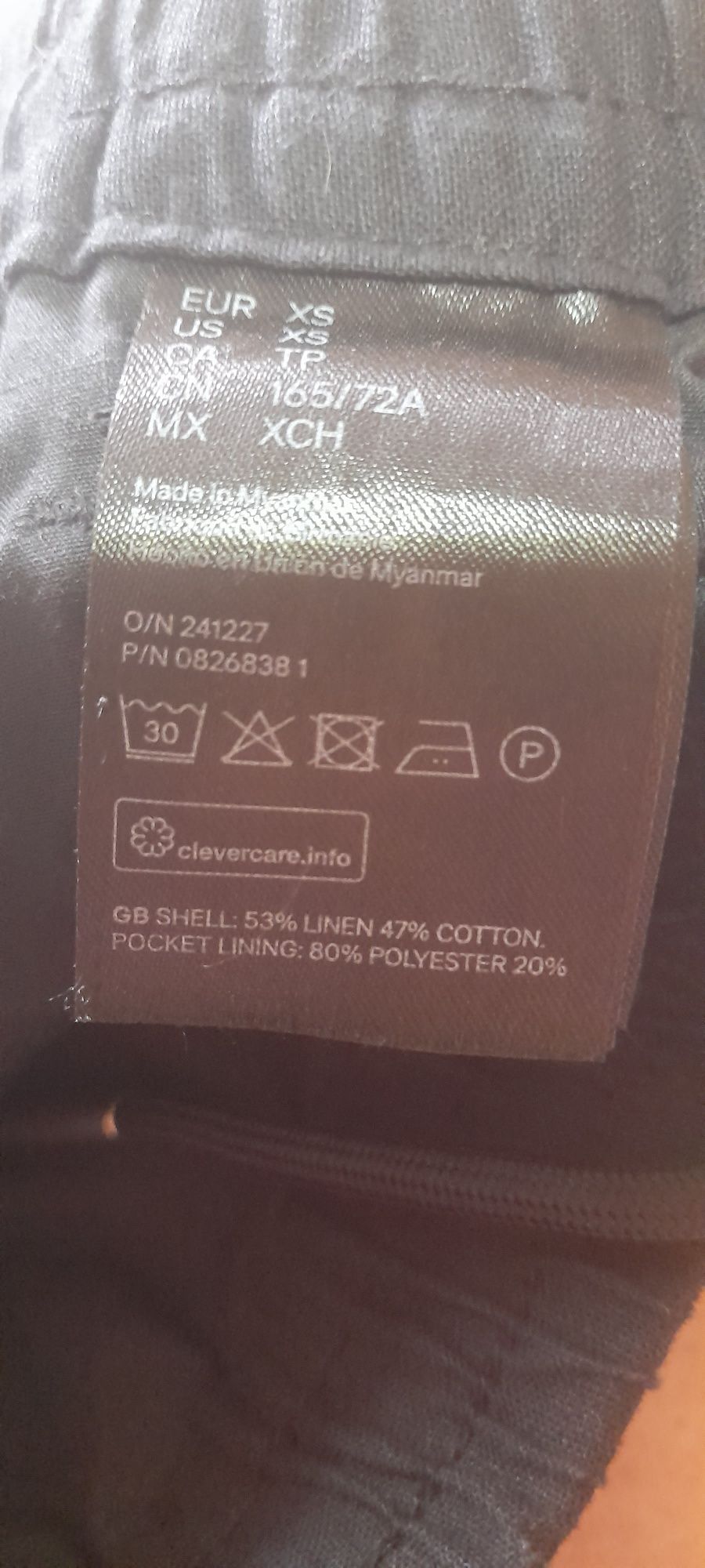 Krótkie spodenki z lnem H&M rozm. XS