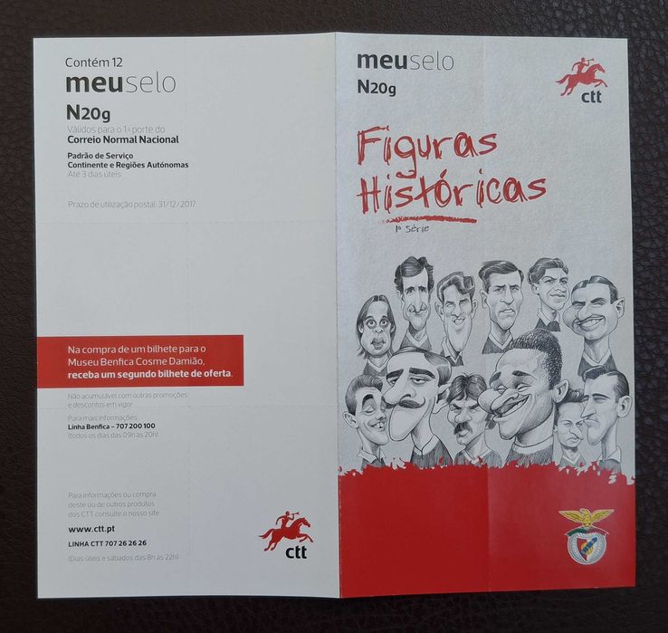 Benfica (figuras históricas) - 12 selos + 12 postais - 1ª série (novo)