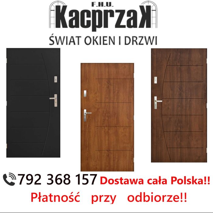 Drzwi KACPRZAK 90x200 Drzwi Zewnętrzne Samba Antracyt Prawe