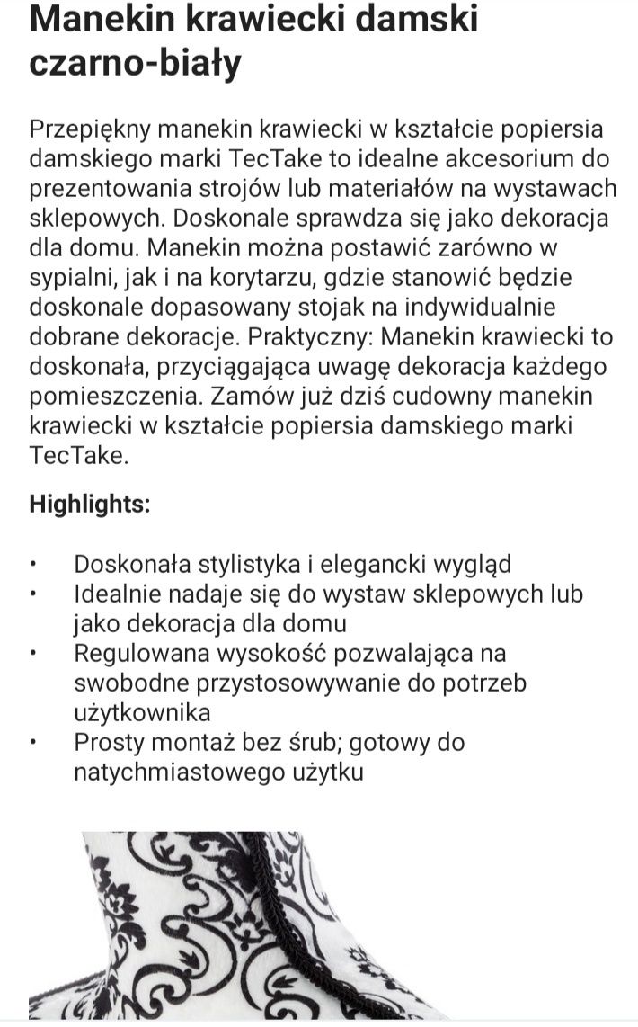 Manekiny materialowe
