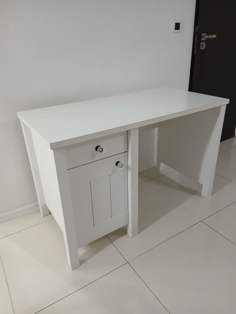 Biurko w stylu glamour białe 120 cm