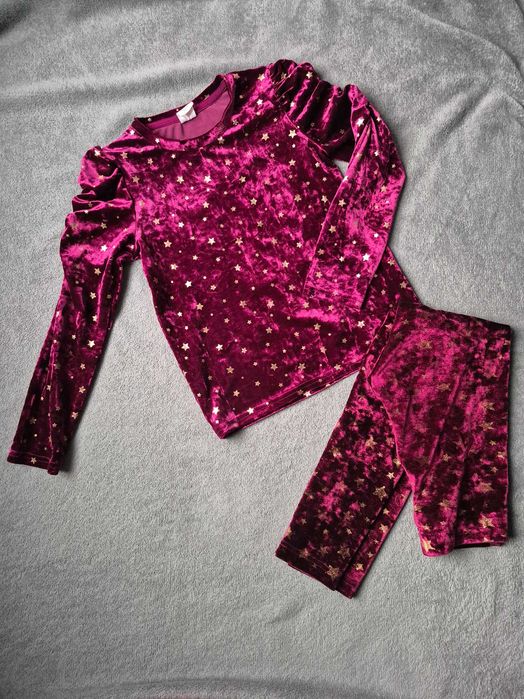 Komplet bluzka i leginsy w gwiazdki Cool Club r 128 bordo