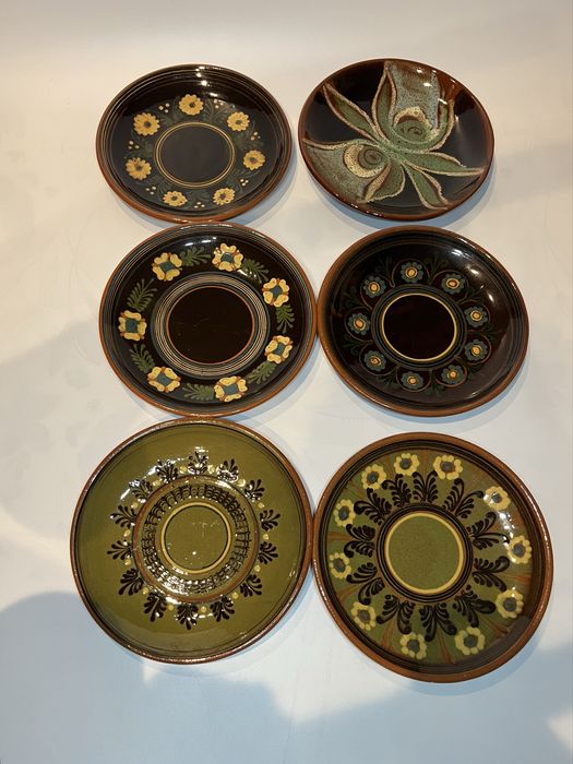 6 talerzy ceramicznych na ścianę ozobne malowane kwiaty