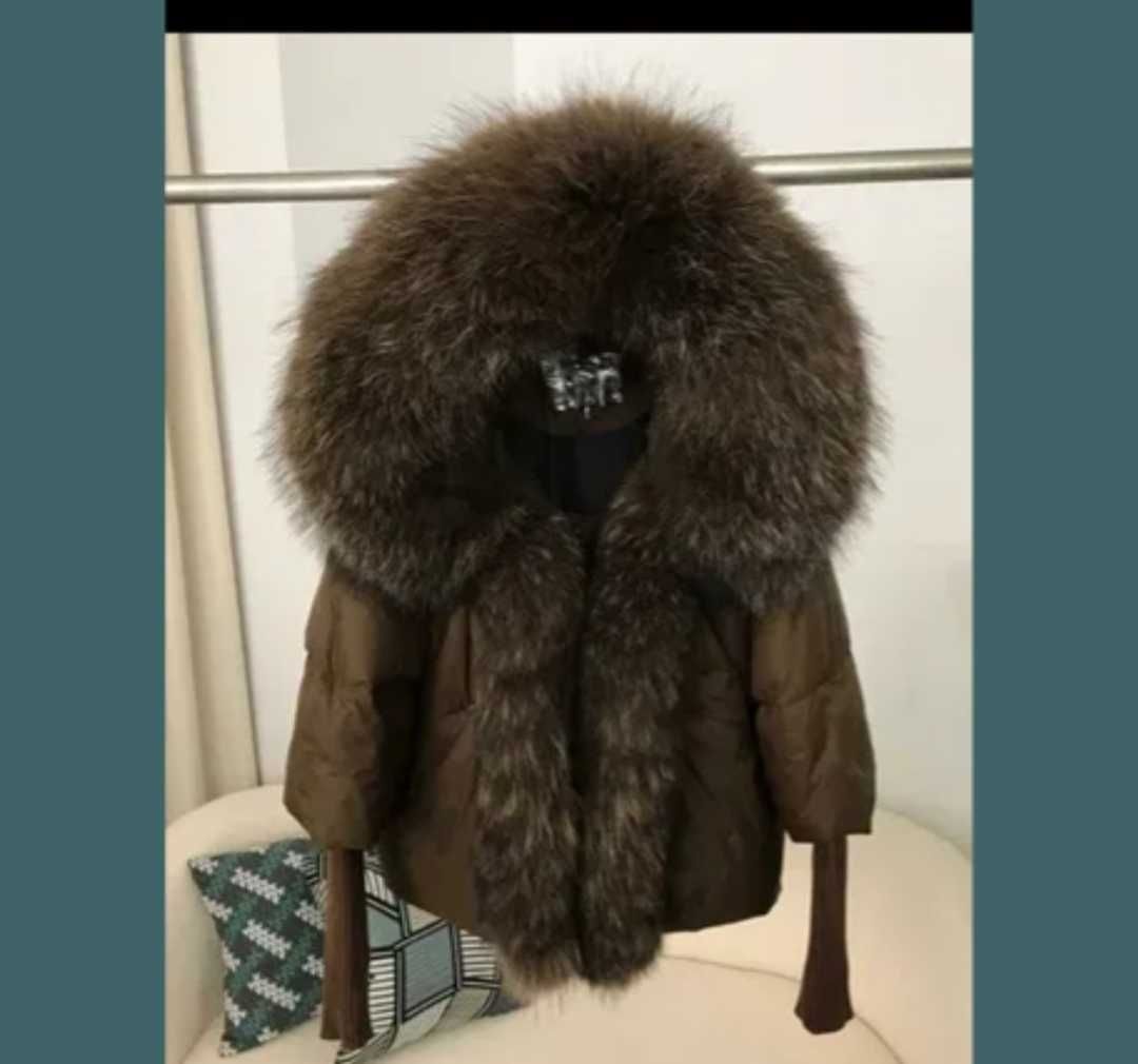 Włoska kurtka puchowa futro z lisa nowość  premium model  valentino