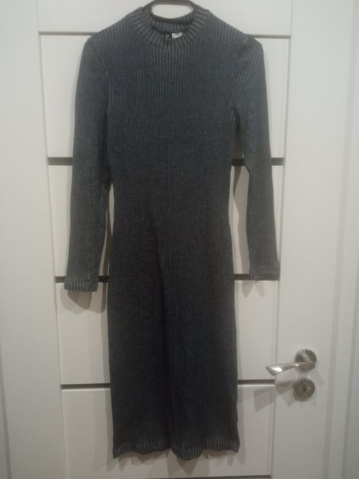Szara sukienka MIDI dopasowana 36 S H&M