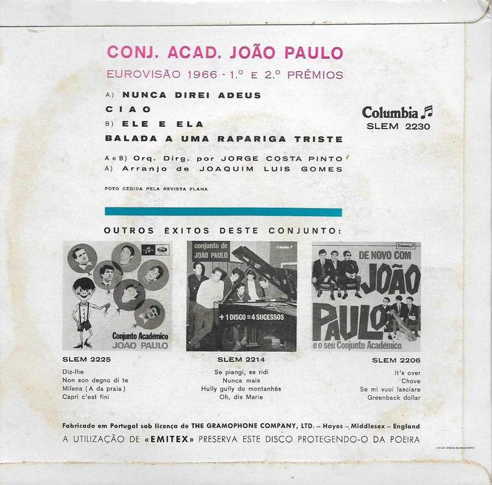 Conjunto Académico João Paulo - - - - - Nunca Direi Adeus - - - - - EP
