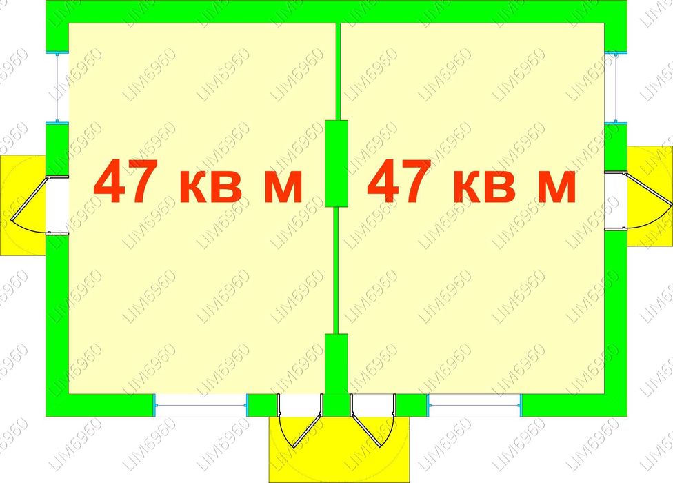 Фасад 90=45+45 м2 торгівлю сервіс 4 вхідні групи Глушка Шевченківський