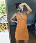 Pomarańczowa sukienka prążek prążkowana sukienka Orange dress bodycon