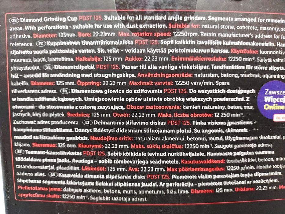 Głowica tarcza do ścierania betonu Parkside