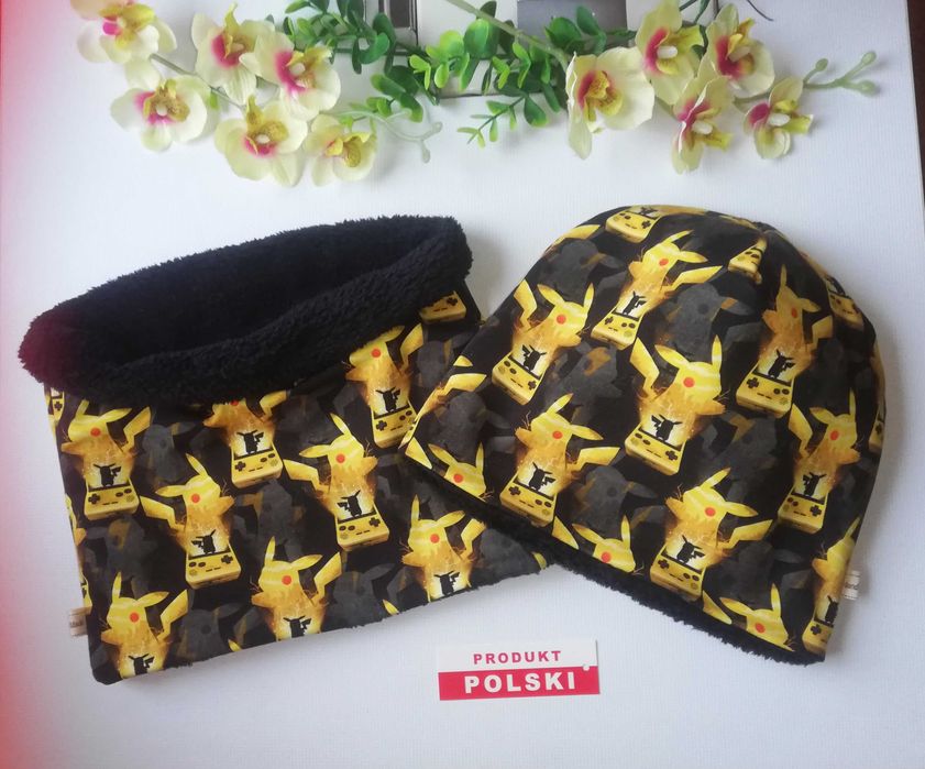 Czapka + komin - komplet chłopięcy - jesienno - zimowy -- hand made --