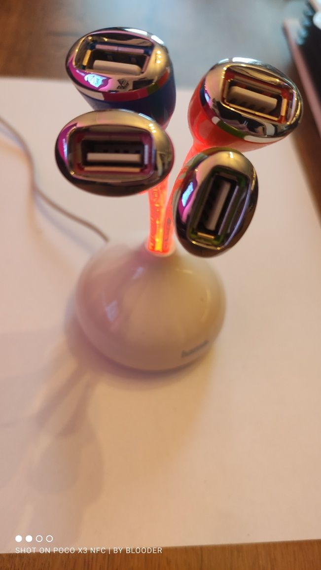 Hub USB X4 KWIATY świecący.