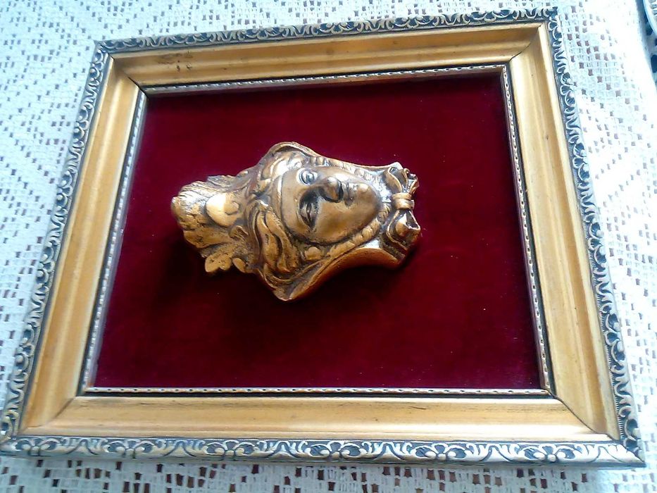 Obraz głowa Styl Versace w złoconej, drewnianej ramie 22x25 cm.