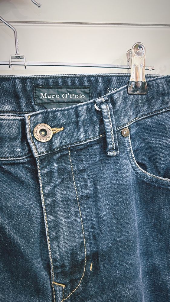 Granatowe męskie spodnie jeansowe jeansy dzisny Marco Polo w32 l32 l