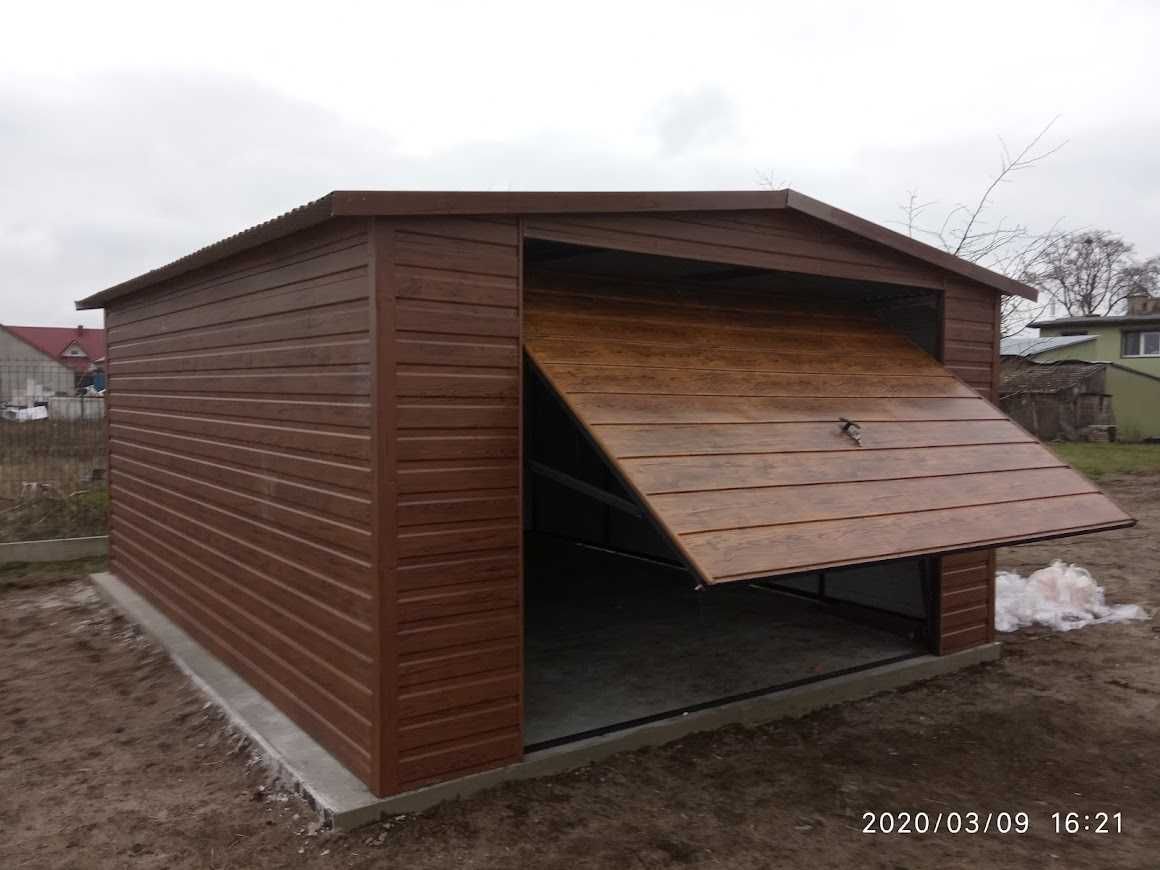 Garaż 4x5 Drewno Imitacja Orzech OKAZJA o cynk profil