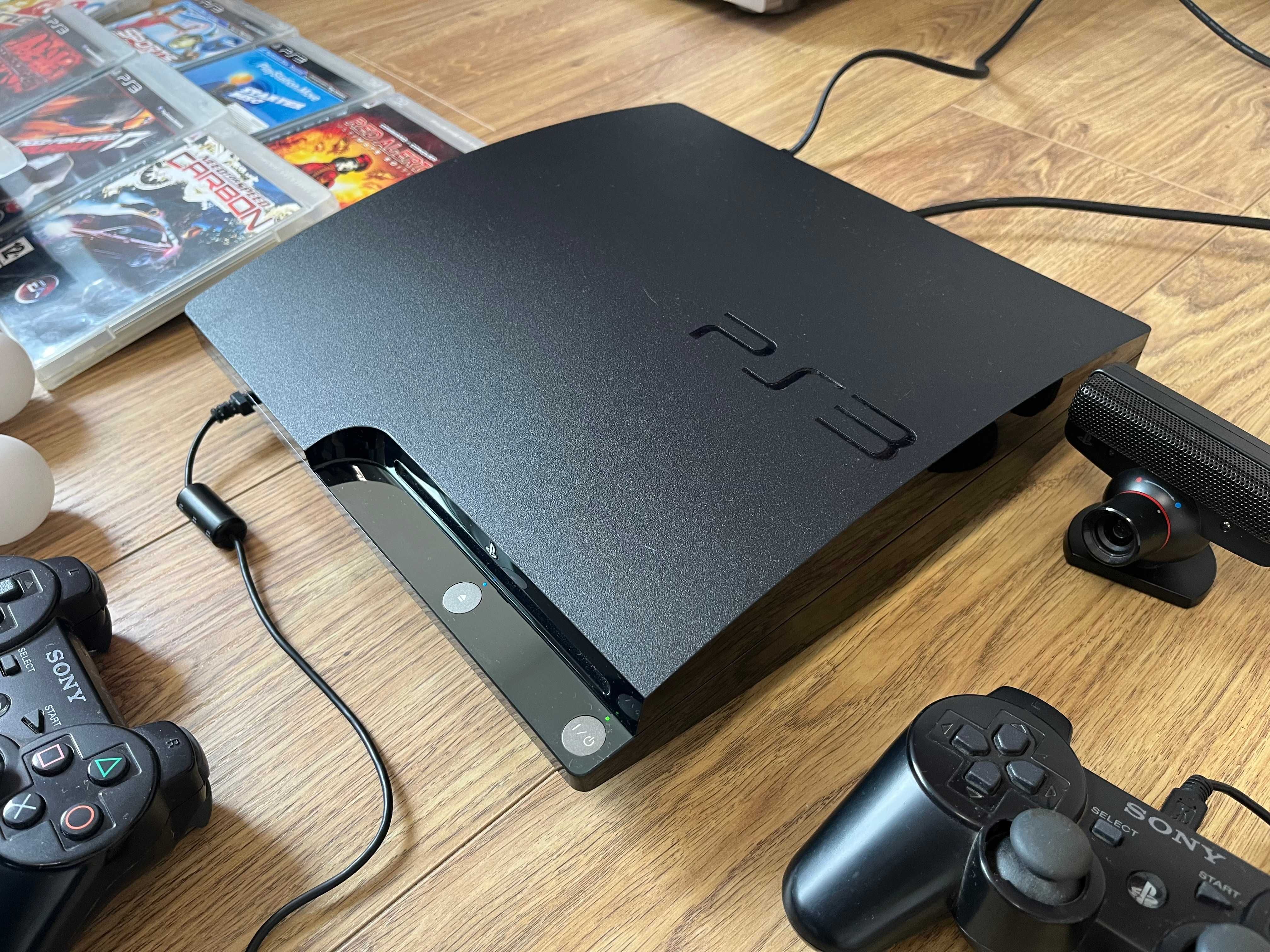 PlayStation 3 Slim MEGA ZESTAW, kamera, mikrofony, gry