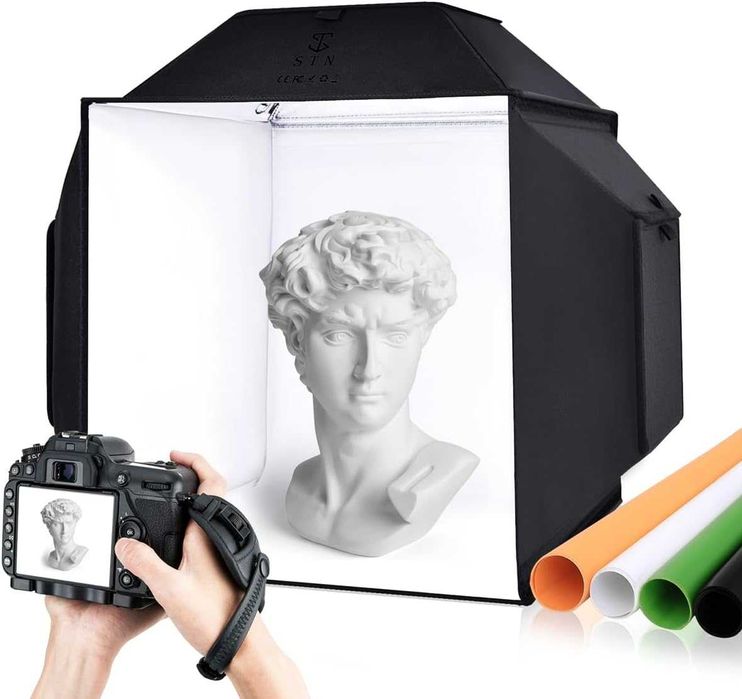 Namiot bezcieniowy fotograficzny 40cm składany 480 diod LED + tła x 4