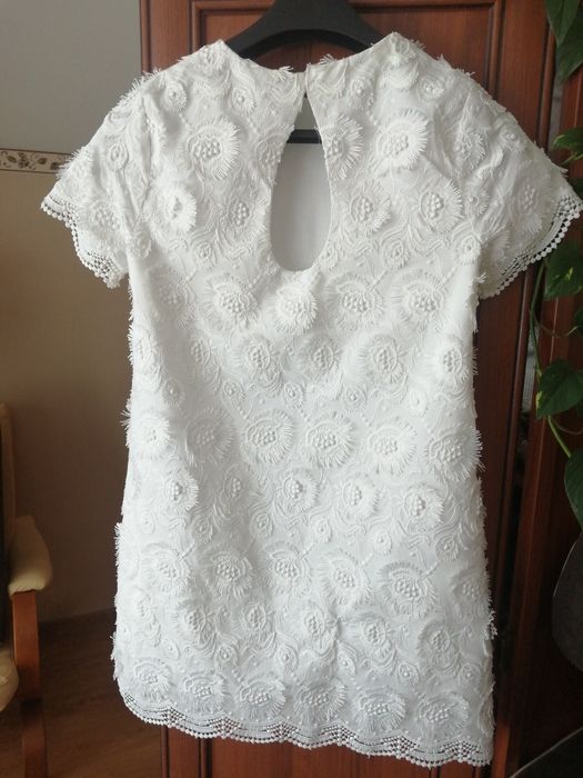 Sukienka mini Zara we wzory 3d M biała