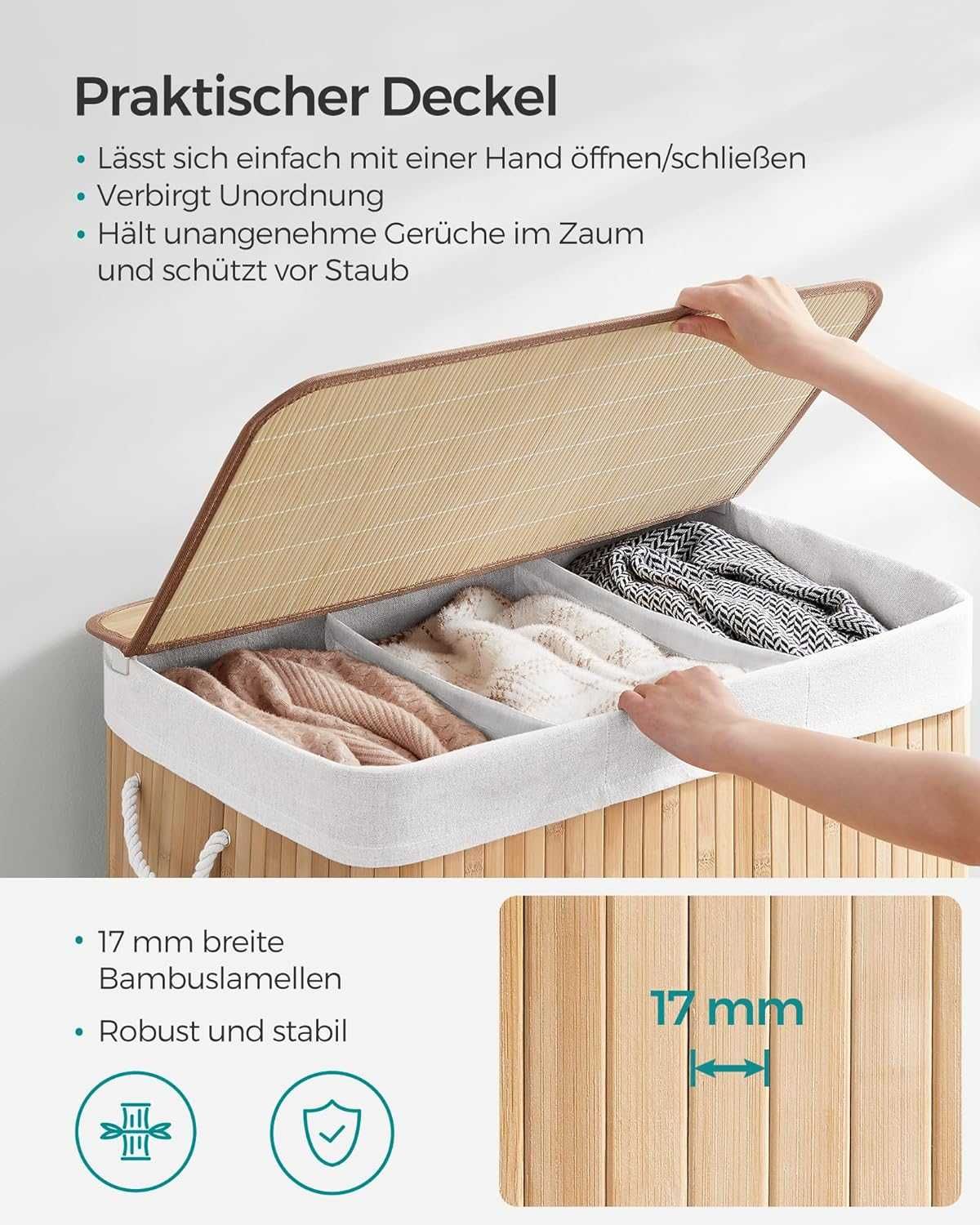 Kosz na pranie z 3 przegródkami, 150L LCB091N01