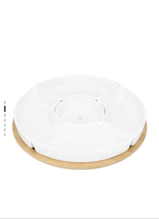 Homla Fincan połmisek z białymi miseczkami i obrotową tacą 30 cm