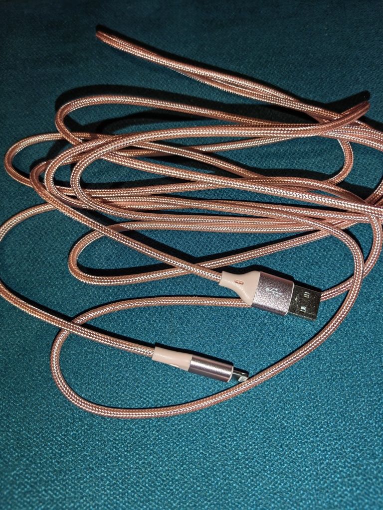 Kabel do ładowania przewód IPhone 3m pokryty materiałem  pleciony l