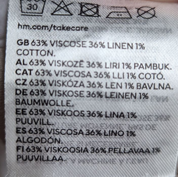 Zestaw komplet marynarka spodnie beżowe w laski lniane wiskoza H&M XL