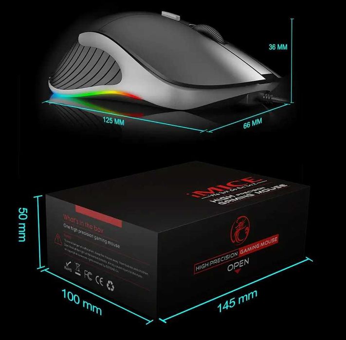 Игровая оптическая мышь USB с LED подсветкой, компьютерная ЮСБ мышка