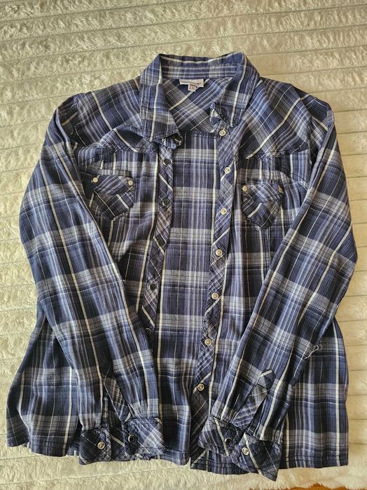 Camisa BIAGGINI Xadrez Azul e Branco - Tamanho 40 (M/L)