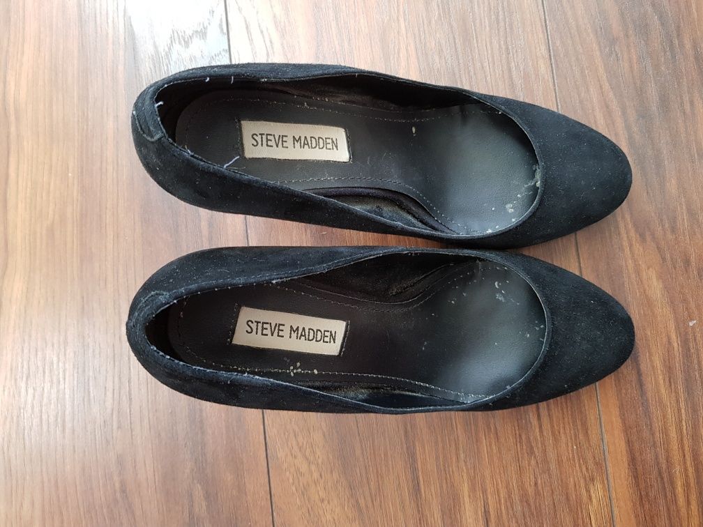 Czółenka STEVE MADDEN klasyczne czarne zamsz 39 szpilki